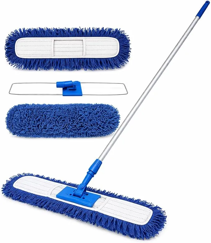 Dust Control Floor Mop Set with Aluminum Handle, Cotton Wet & Dry Mop